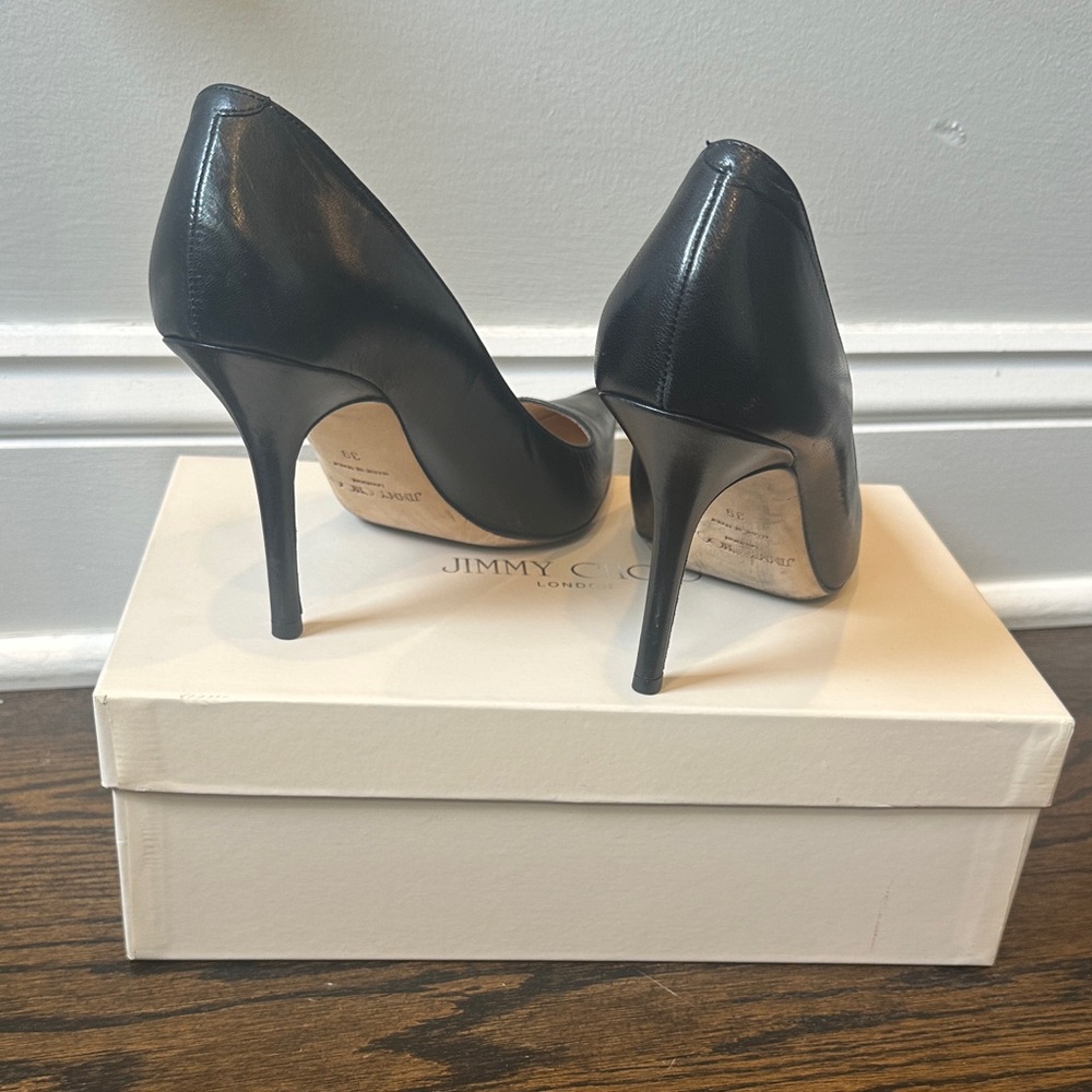 Jimmy Choo Black Leather Stiletto Heels - Picture 11 of 16